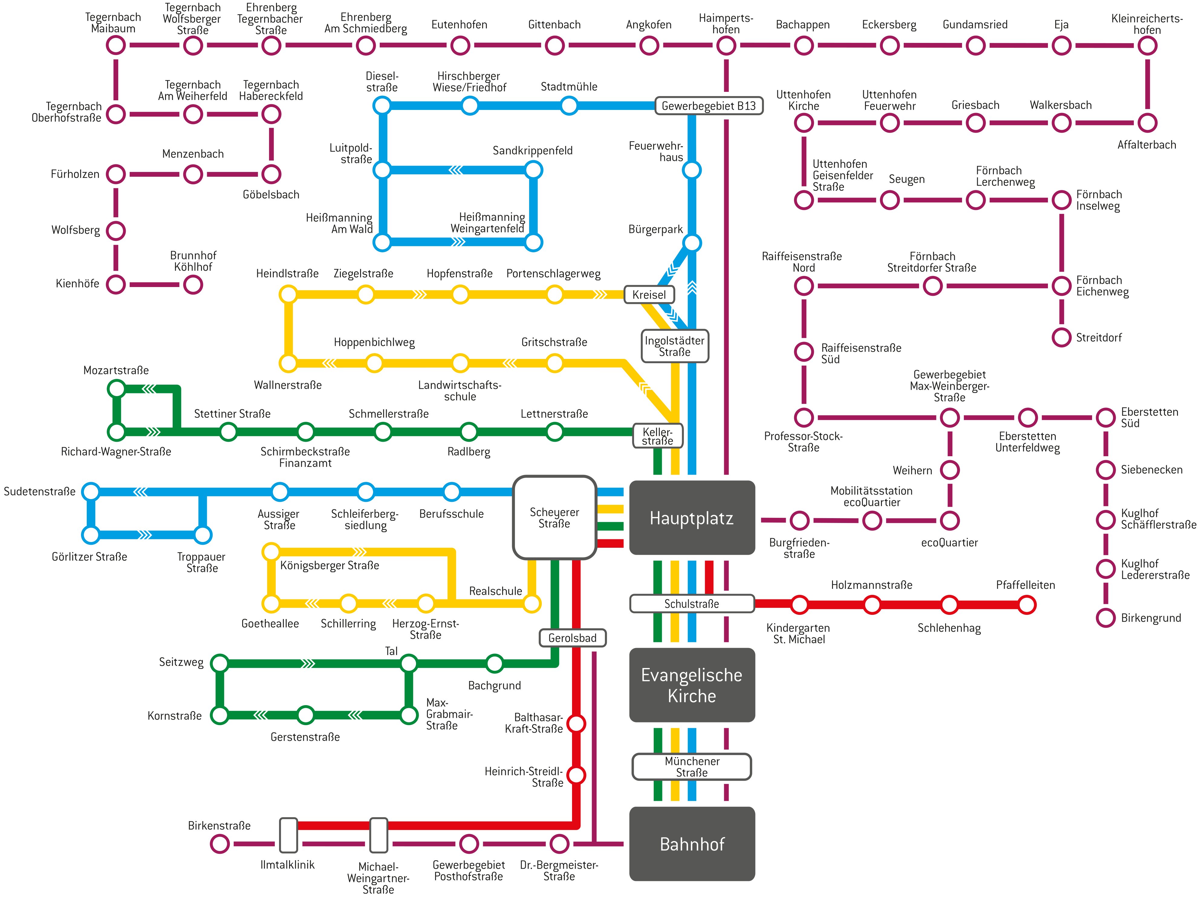 Linienplan der Stadtbusse
